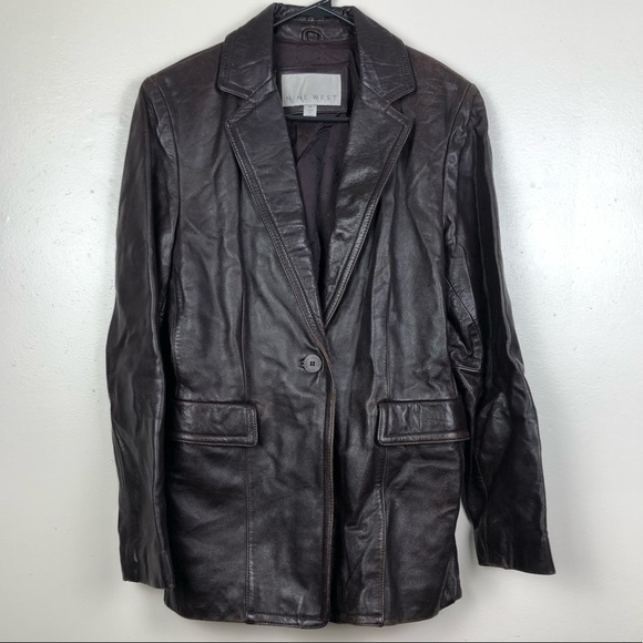 Nine West Jackets & Blazers - Nine West Brown 100% Leather Coat